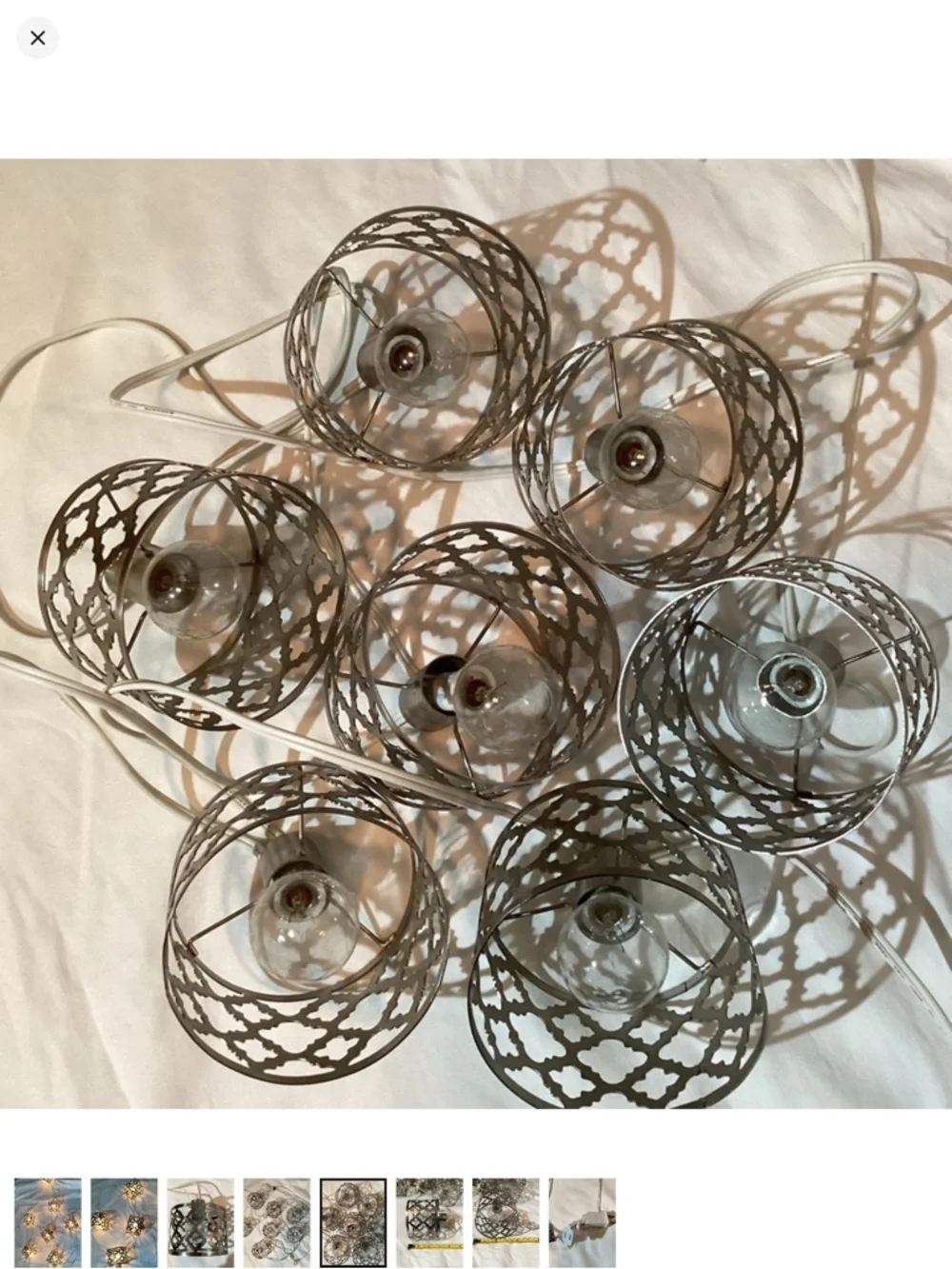 Lantern String Lights , 7 Silver metal decorative lanterns, indoor use - Picture 5 of 8